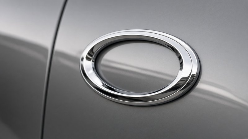 Oval stock chrome emblem on a vehicle