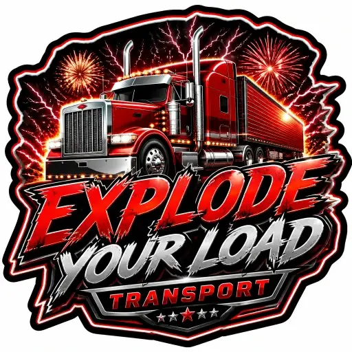 Red big-rig custom sticker with fireworks artwork