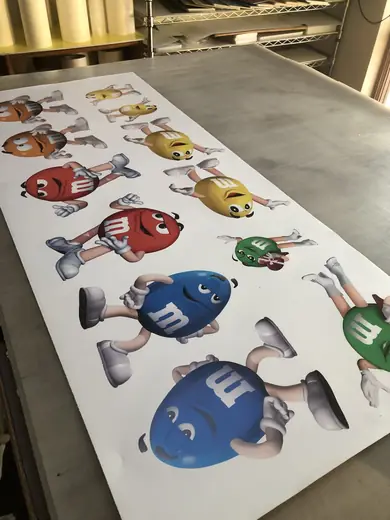 Sheet of colorful candy-character stickers