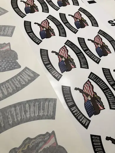 Printed character stickers on a cutting mat